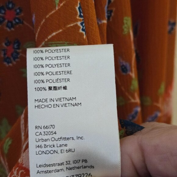 Anthropologie Floral Chiffon Blouse Ruffled Neckline Metal Buttons Size XXS - Picture 13 of 13